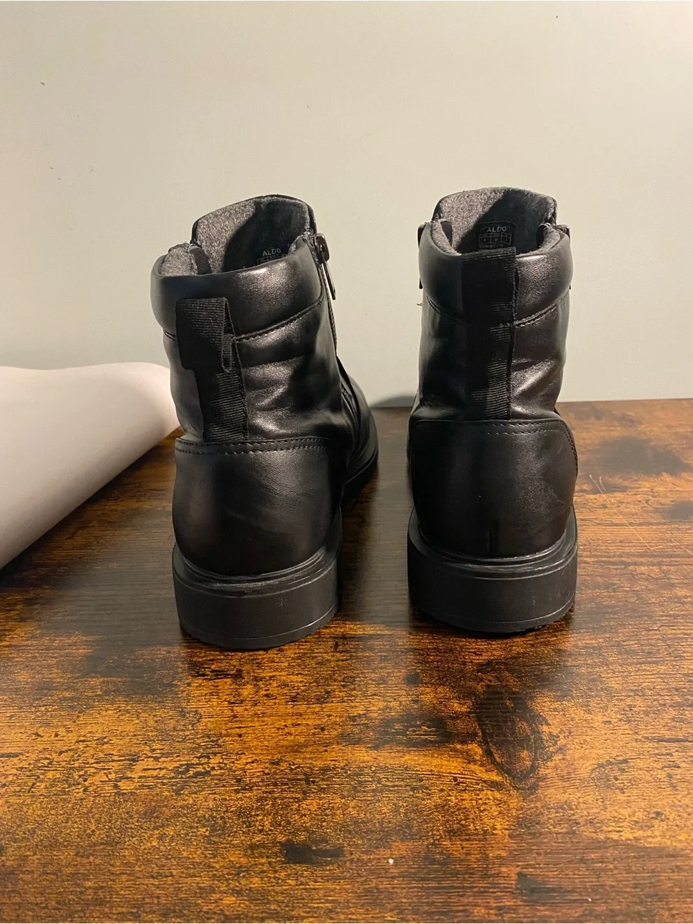 Aldo Black Waterproof Leather Chukka Zip Boots